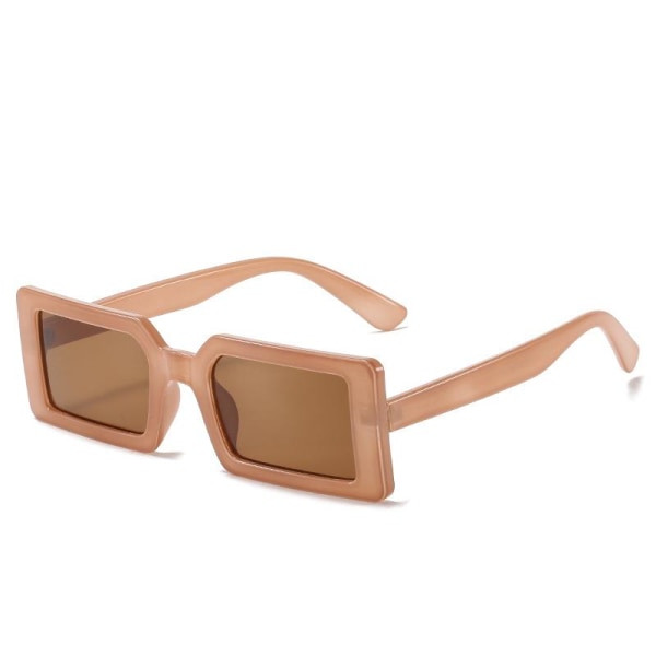 Trendy solbriller med rektangulære rammer i retro beige Beige one size