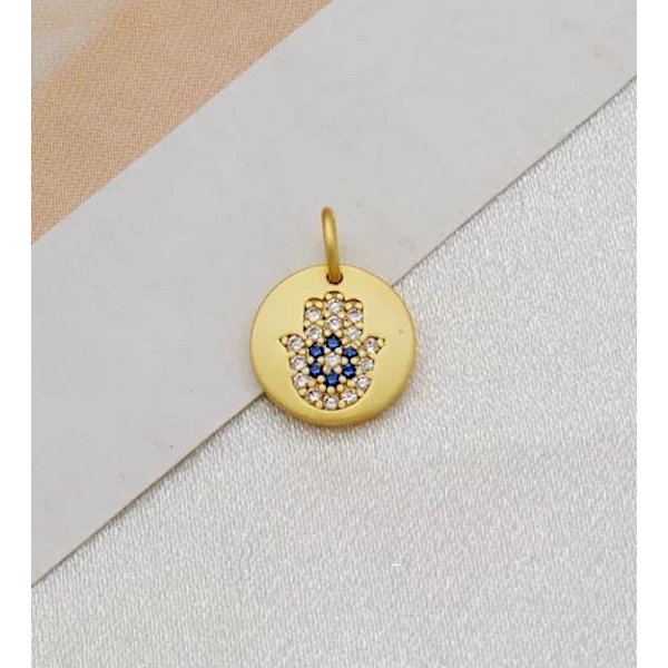 Kullatut korut nazar & hamsa eye hand blue kullalla Gold one size