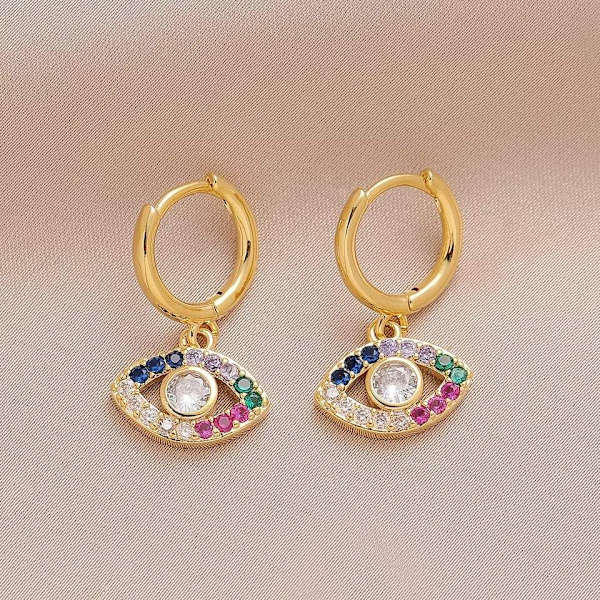 Pienet tyylikkäät korvakorut silmät nazar useissa väreissä tekojalokivi kultaa Gold one size