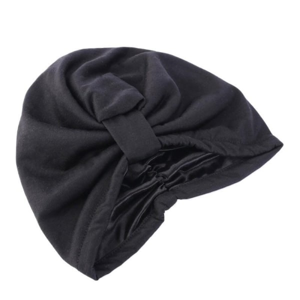 Turban med 2 lag hijabi satin bomuld flere farver Black one size
