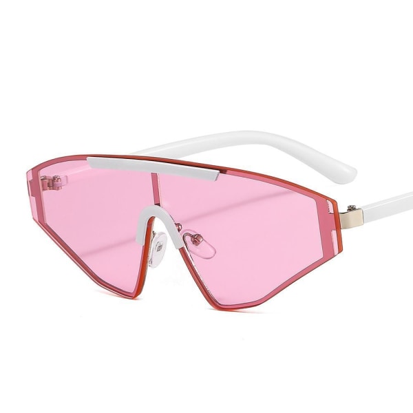Sporty solbriller med trekantet innfatning i rosa glass UV400 Pink one size