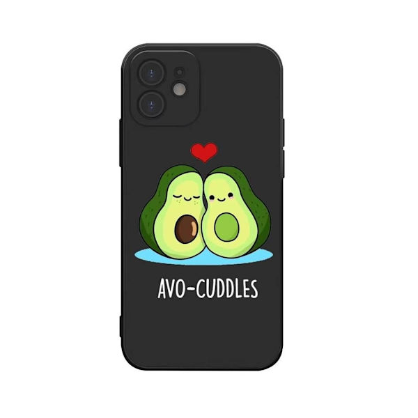 Silikonikuori musta kaikille iPhone 15 malleille avokado söpö hauska Black one size