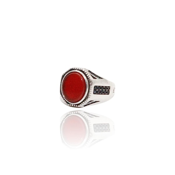 Sterling sølv ring ekte oransje opal stein persisk hælring for m Red one size