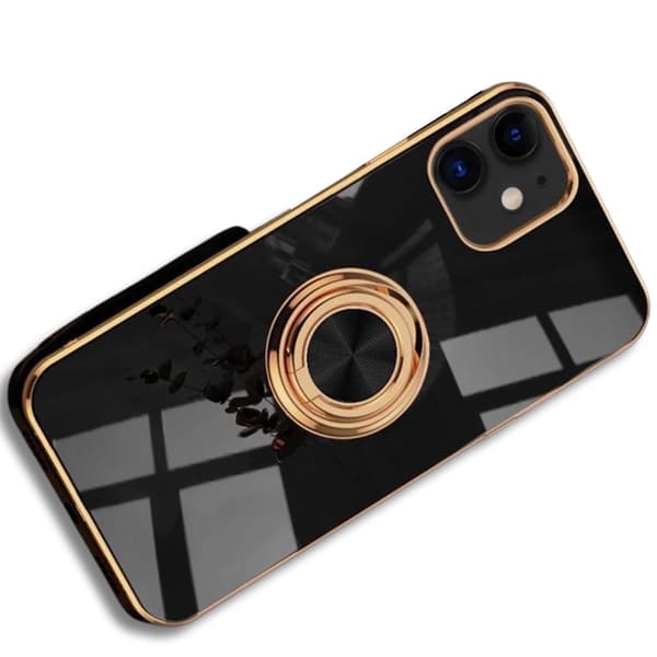 Luksuriøst stilig deksel 'iPhone 14 Plus' med ringstativfunksjon Black