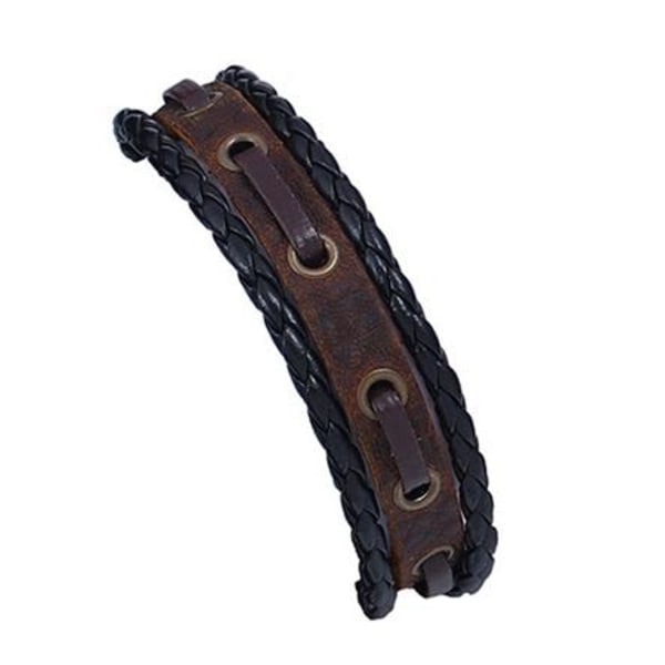 Handgjort armband för män äkta brunt läder flätat svart Brun one size