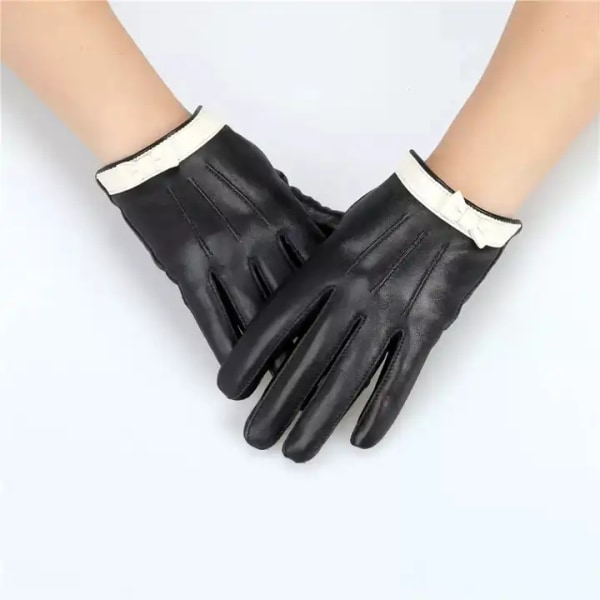 Gloves in PU leather & bow used with Mobil touch iPad Red one size
