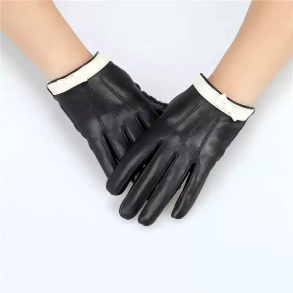 Handskar i veganskt-läder &amp; rosett som används med Mobil tou Röd one size