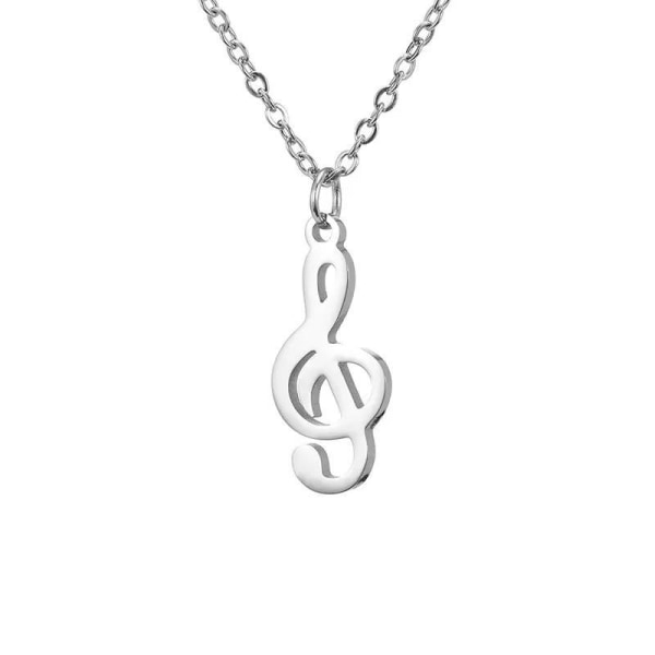 Lav musik - G Clef Note halskæde i 18K forgyldt finish - en musi Silver one size