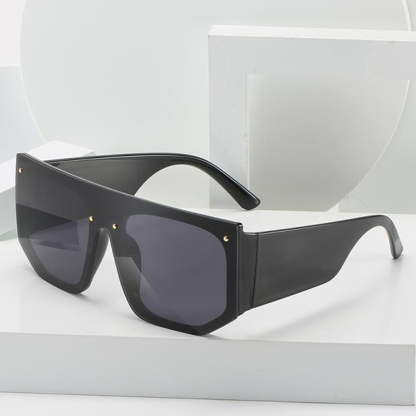 Solbriller unisex bred innfatning elastisk materiale Black one size