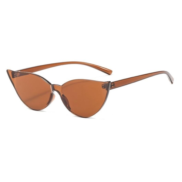Ramlösa solglasögon i cat-eye modell bruna detaljlösa minimalism Brun one size