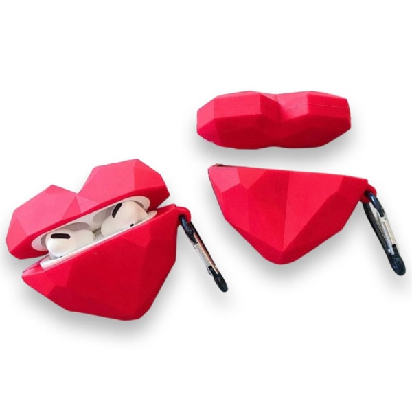 Hjerteformet støtsikkert deksel for Airpods Pro 3D rødt hjerte Red one size