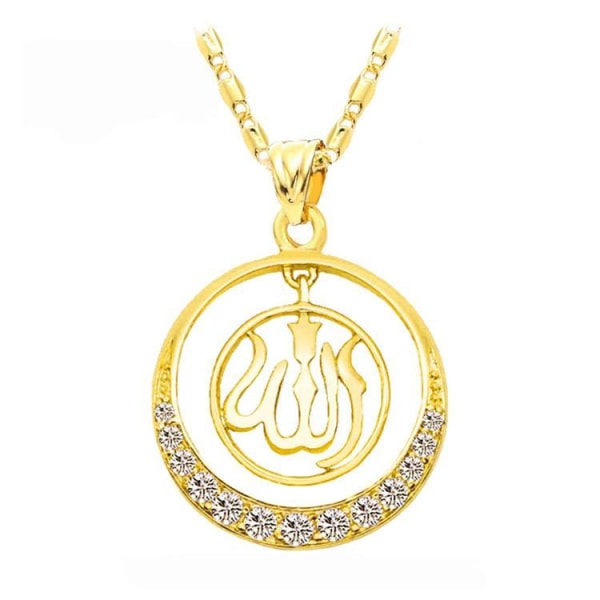 18 carat gold plated chain Allah Muslim with zircon diamond gold one size