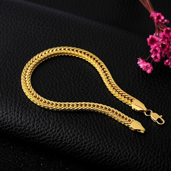 18K forgyldt bred kæde perfekt julegave Gold one size