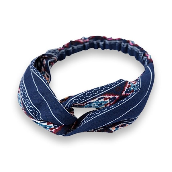 Boheme elastisk pandebånd med hvide og røde linjer Blue one size