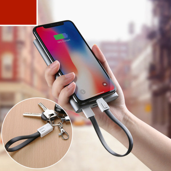 6 PAKKER! Micro USB/Android - lader nøkkelring USB-kabel bærbar! Black one size