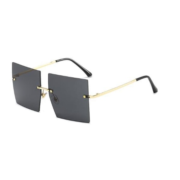 Store solbriller med firkantede glas i sort & brun germ 2022 Black one size
