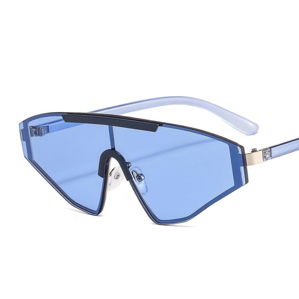 Sporty solbriller med trekantede rammer i blåt glas UV400 Blue one size