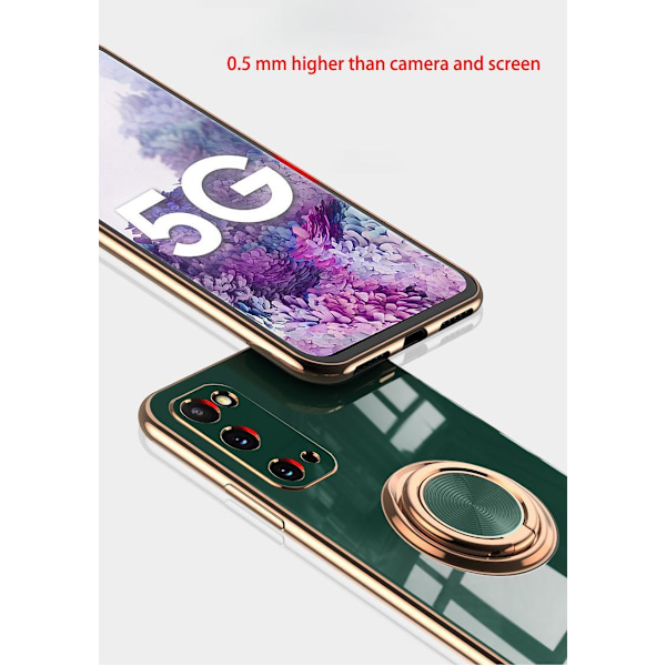 Ylellinen tyylikäs kotelo Samsung Galaxy S20 Plus, jossa rengasjalustatoiminto kulta Blue one size