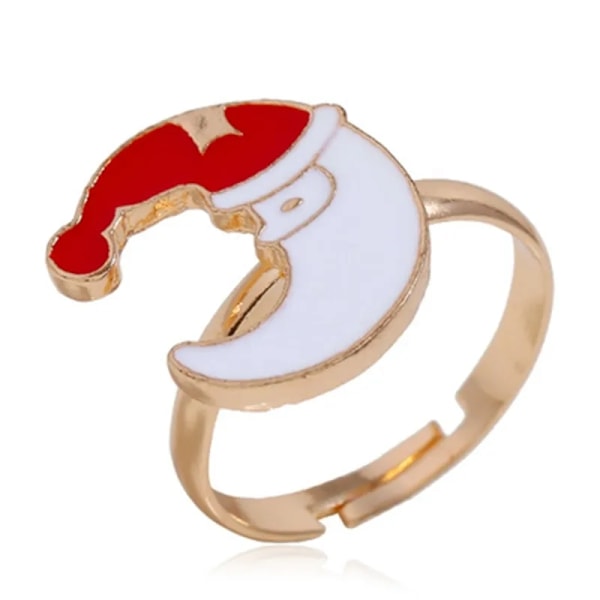 Smuk sjov ring måne med nissehue til jul White