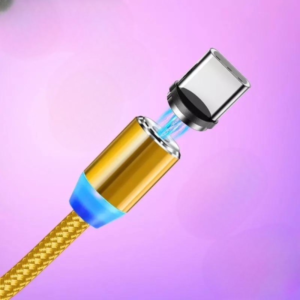 Magnetisk flettet lader for iPhone lightning nylonplugg Gold one size