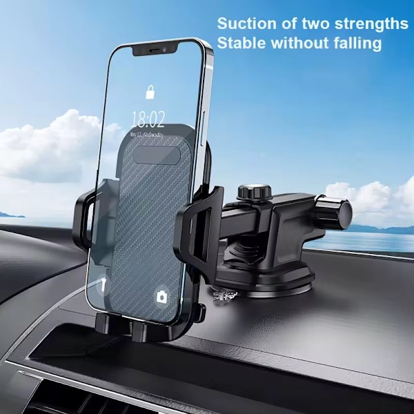 Universal Car Phone Holder – Suction Cup Mount for Windshield, Dashboard & Air Vent – ​​Adjustable 360° Smartphone Holder Black one size