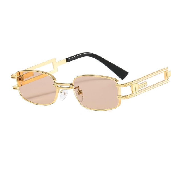 Smalle solbriller rektangulære briller unikke retro guld sløjfer Champagne one size