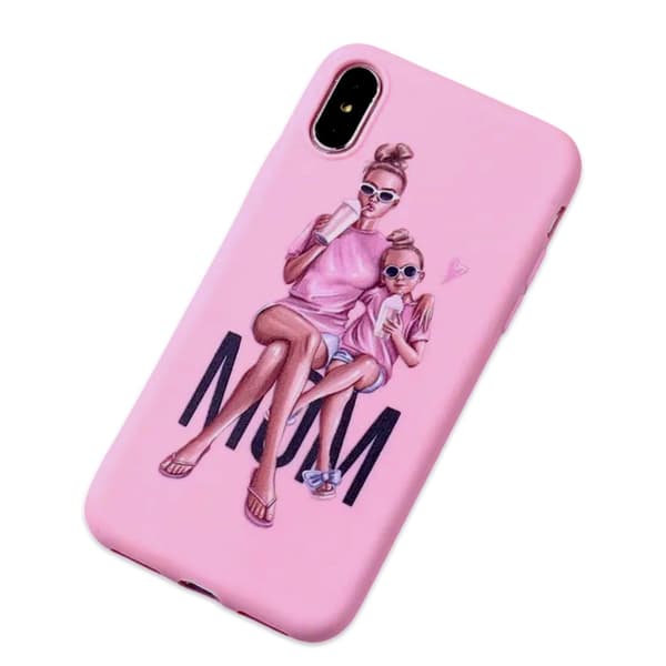 iPhone 13 Pro Max Mini skal mamma dotter rosa söt gulligt Pink iPhone 13 Pro Max