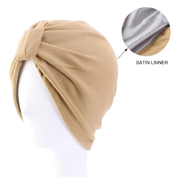 Turban med 2 lag hijabi sateng bomull flere farger Red one size
