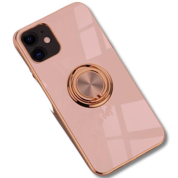 Luksuriøst stilig deksel iPhone 12 Pro Max med ringstativfunksjon Gull LightPink one size