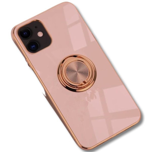 Ylellinen tyylikäs kotelo iPhone 12 Pro Max, rengasjalustatoiminto kulta LightPink one size