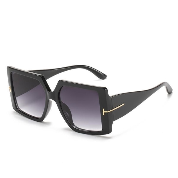 Store solbriller med firkantet ramme, brede stenger Black one size