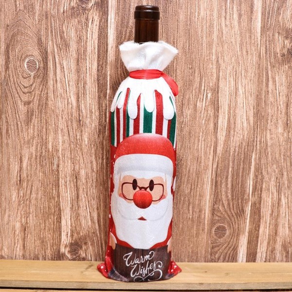 Dæk til vinflaske med julemand gave '' Warm wishes '' Red