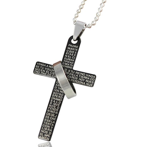 Christian cross in steel with ring in black, gold and silver Gold one size