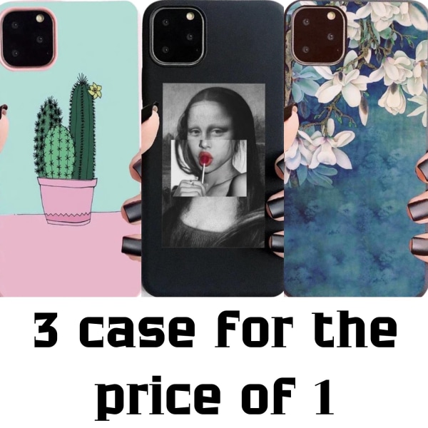 iPhone 12 & 12 Pro 3-PACK cover cactus mona-lisa flowers Grey one size