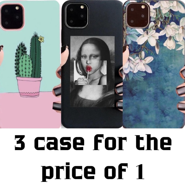 iPhone 12 & 12 Pro 3-PACK deksel cactus mona-lisa flowers Grey one size