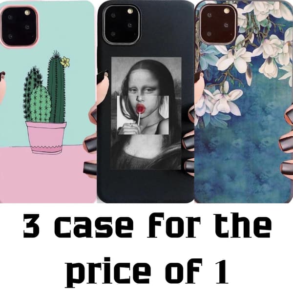 iPhone 12 & 12 Pro 3-PACK kotelo kaktus mona-lisa kukkia Grey one size
