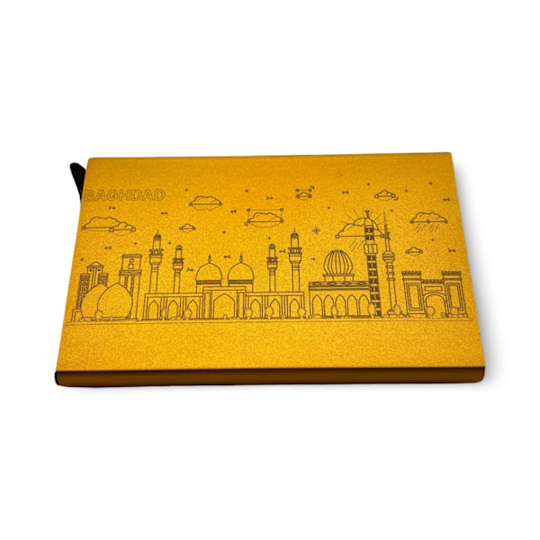 Bagdad Iraq skyline kultainen luottokorttiteline - kestävä korttilompakko, jossa anti-skim Gold