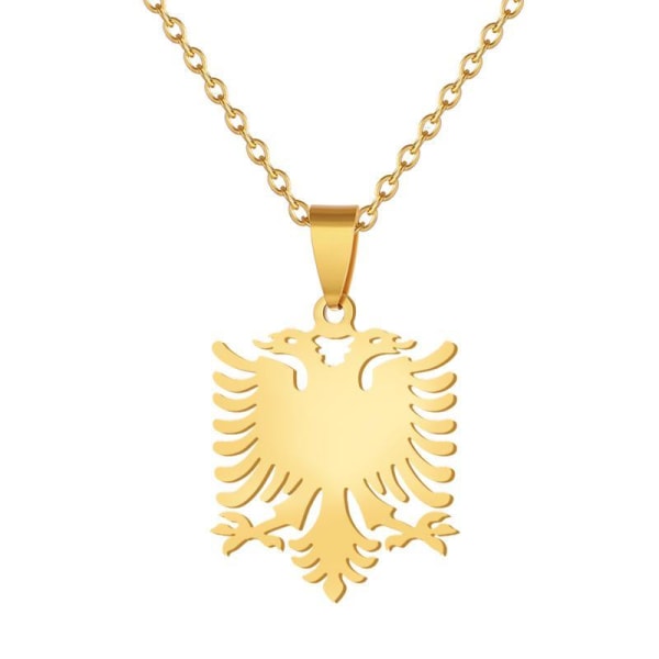 Halsband med shenja e flamurit albansk örn guldpläterat & silver Silver one size
