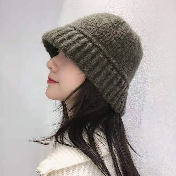 Varm fiskehue uld plysstrikkede hue hatt linjer White one size