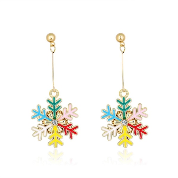 Gold-plated earring with snowflake in several colors and rhinestones Gold one size