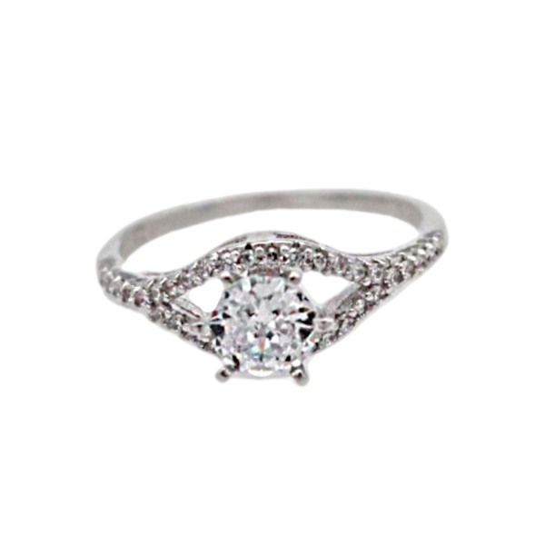 Sterling silver ring med flera zircon strass stenar förlovning vigsel Silver one size