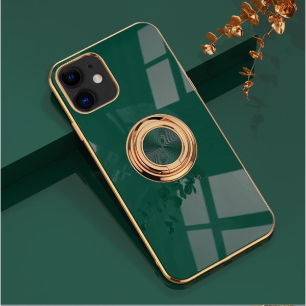 ‘IPhone 12 og iPhone 12 Pro’-case Luksuriøst Stilig med ringstativfunksjon Gull Green one size