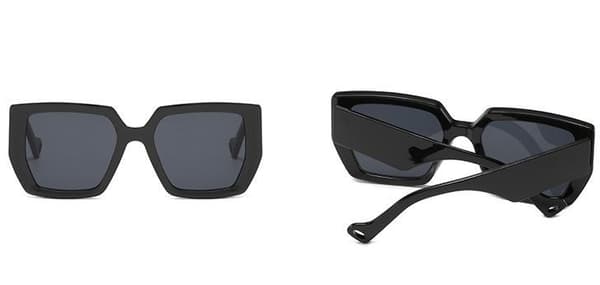Trendiga solglasögon med breda tempelbågar UV400 rektangulära Black one size