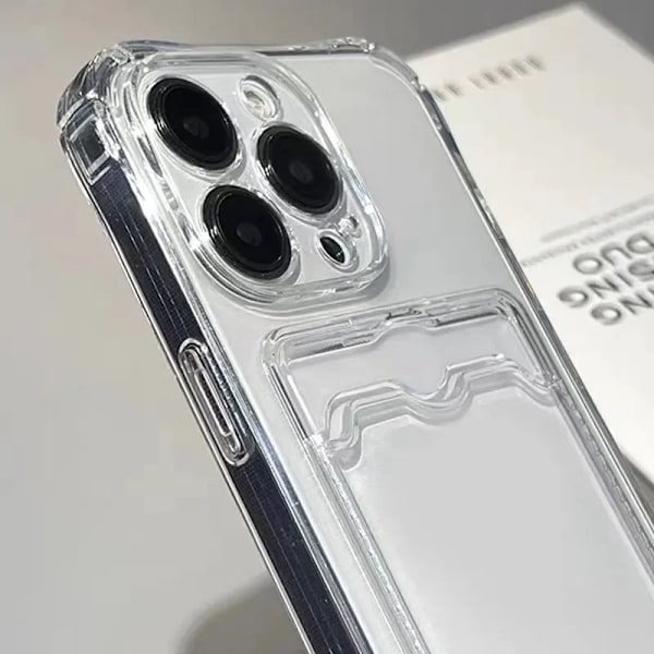 Skal för alla iPhone 15 modeller med plats för kort silikon stötdämpande Transparent one size