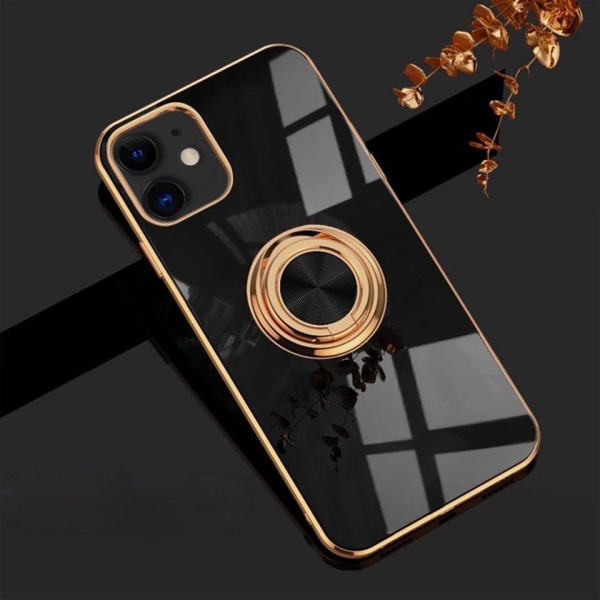 Luksuriøst stilig deksel 'iPhone 14 Pro' med ringstativfunksjon Black