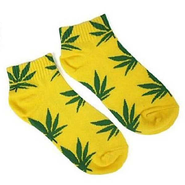 Morsomme sokker i forskjellige farger med blad str 38-44 unisex Yellow one size
