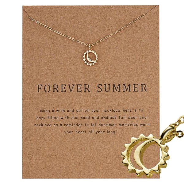Forever sommer - halskæde med sol 18K forgyldt gave ferie Gold one size