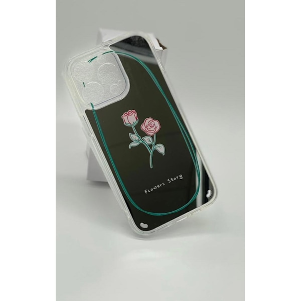 iPhone 13, Pro & Max aurora ros med spegelglas blomma Silver one size