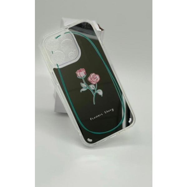 iPhone 13, Pro & Max aurora rose med spejlglas blomst Silver one size