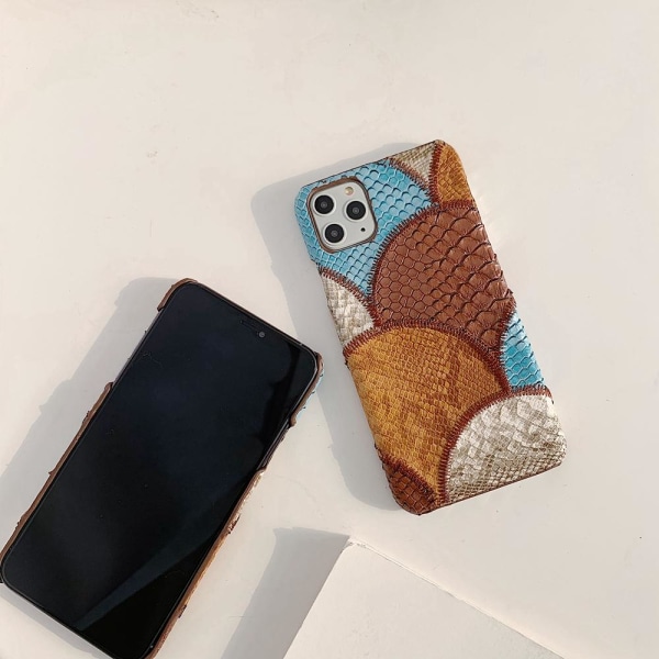 Taske til iPhone11 med vegansk slangeskind Brown one size